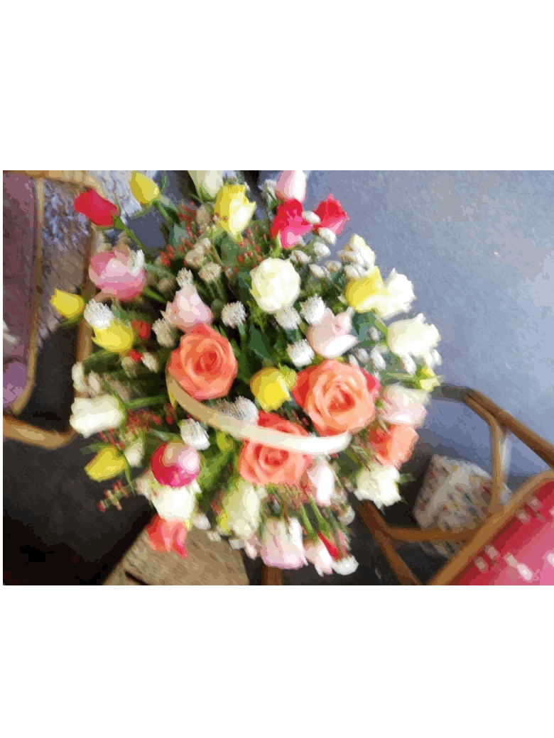 Basket of mixed roses from R800 Basket of mixed roses from R800